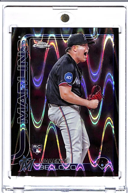 Valente Bellozo 2025 Topps Chrome Black Raywave Refractor #122 /10 Marlins