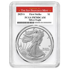 Presale - 2025-S Proof $1 American Silver Eagle PCGS PR70DCAM FS San Francisco L