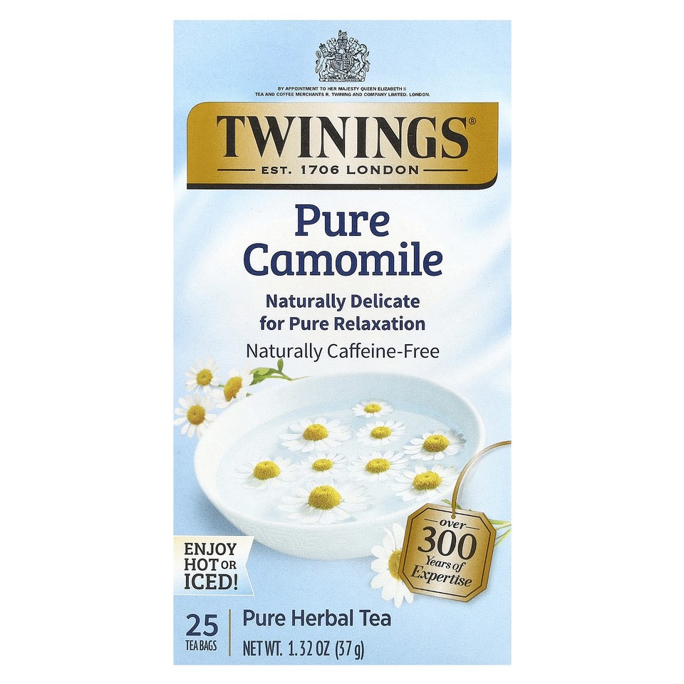 Pure Herbal Tea, Pure Camomile, Caffeine-Free, 25 Tea Bags, 1.32 oz (37 g)