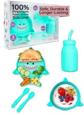 5-Piece Silicone Baby Feeding Set Divided Suction Plate, Suction Bowl, Stra...
