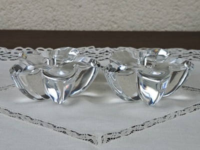 2er Set Orrefors Sweden Kristall Glas Kerzenhalter BLÜTE Flower Vintage 60s Top!