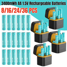 8/16/24/32PCS PUJIMAX 3400mWh 1.5V AA Lithium Rechargeable Battery Charger Box