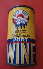 Bear Creek Brand California PORT Wine Flat Top Can Paper Label Lodi c1940 Beer