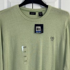 IZOD Marled Sweater Light Green Mens Large 100 Cotton Golf Crew Neck NEW Tags