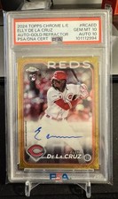 2024 Topps Chrome Logofractor Gold Auto #/50 Elly De La Cruz PSA 10 - Auto 10