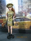 OOAK Retro Mod Leopard Print Mini Dress, Hat, Vintage Boots Fashion Doll