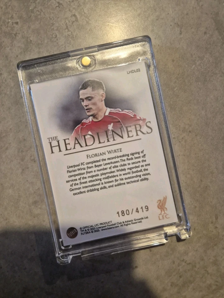 Florin Wirtz - Futera Liverpool 'The Headliners' 2025 - /419 Numbered Card - Image 3 of 4