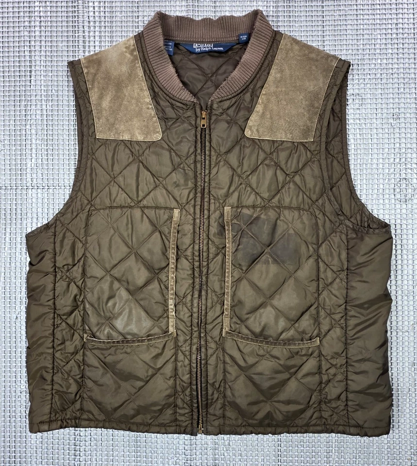 De Colección Polo Ralph Lauren Acolchado Gamuza Borde Parche para el Hombro Caza Tiro Chaleco XL Foto 2 de 4