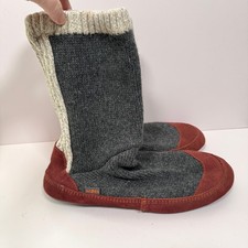 Acorn Men Wool Blend Knit Uppers Slipper Sock Size 10.5 - 11.5 Comfy Winter Gray