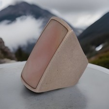 BOLD STERLING SILVER STATEMENT RING - MOTHER OF PEARL 925 THAILAND SIZE 6