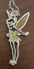 Disney Designs TINKER BELL Stained Glass NECKLACE Silver Tone on Original Card