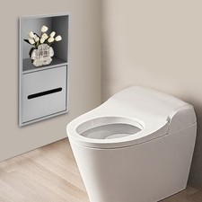 2 Layers Stainless Steel Toilet Paper Holder With Shelf  Paper Holder Silver