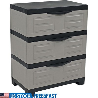 3-Drawer Plastic Storage Cabinet Heavy-Duty Organizer Garage Closet Office New