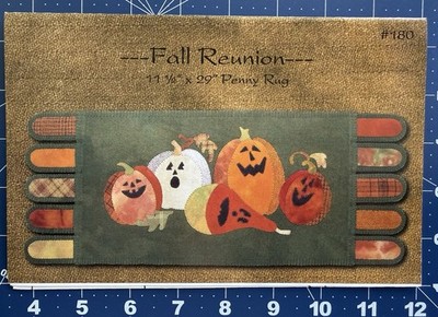 Threads That Bind 11.5 x9  Halloween Pumpkin Penny Rug Pattern: FALL REUNION
