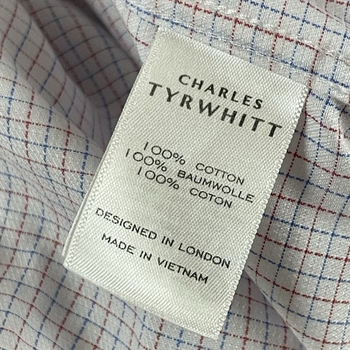 Charles Tyrwhitt Dress Shirt Men’s 20 37 Classic Fit Egyptian Cotton Grid S70 - Picture 9 of 11