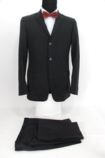 Ermenegildo Z Zegna 3Btn Men s Suit Black Stripe Wool Flat Front 38R