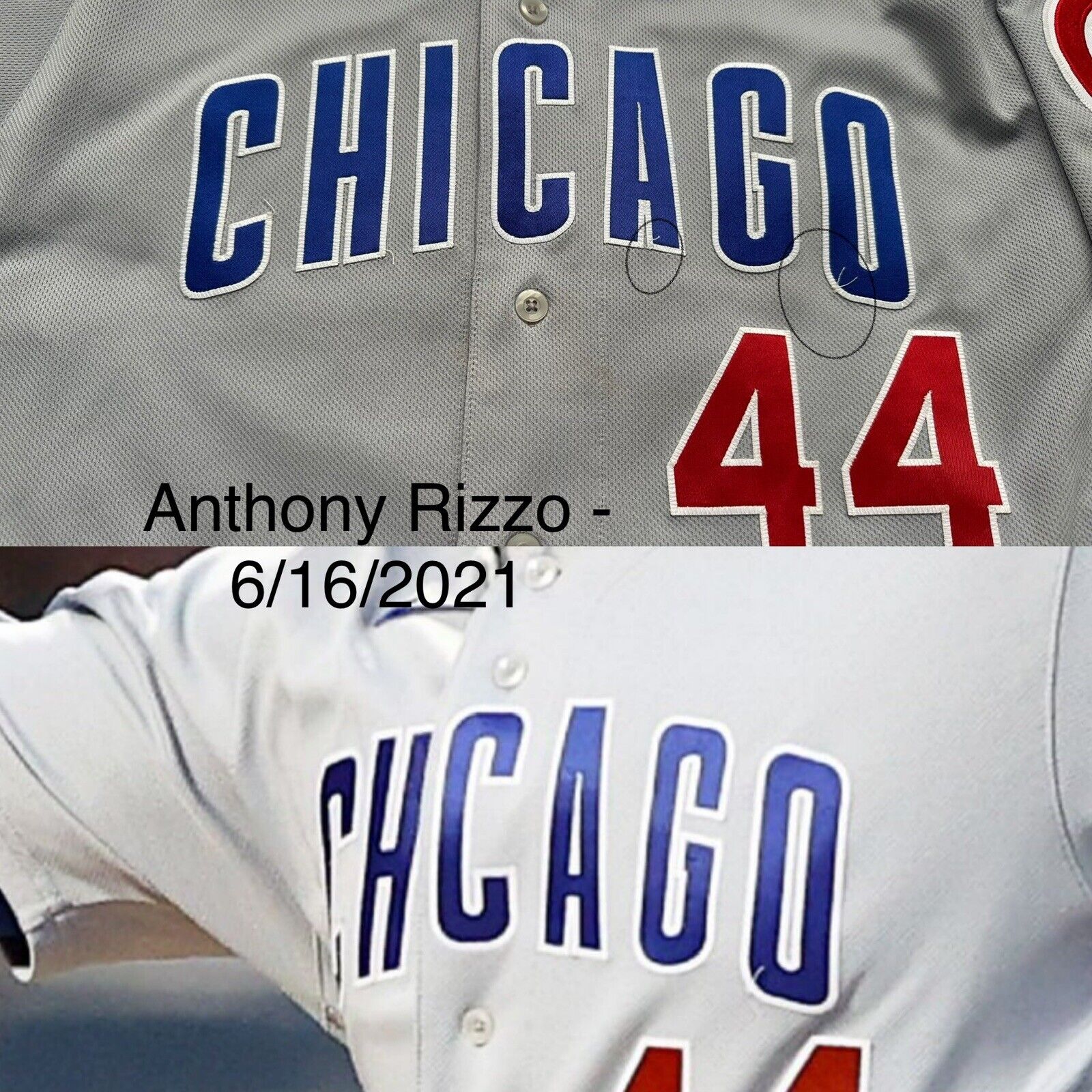 anthony rizzo game used jersey