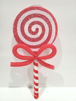 Christmas Candy Cane Peppermint 8'' Lollipop Swirl Red White Tree Ornaments 