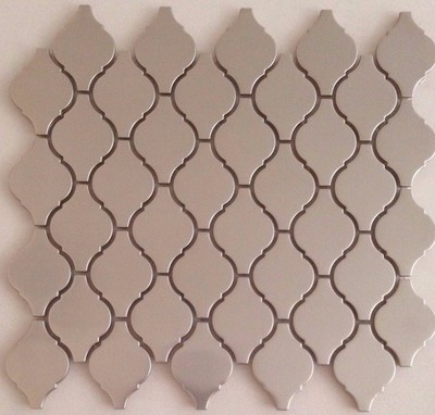 Stainless Steel Metal Lantern Arabesque Mosaic Wall Tiles Kitchen 12''x10 3/4''
