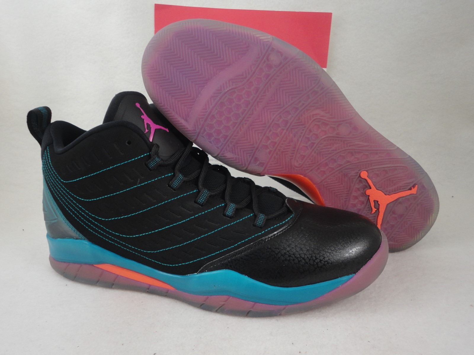 Nike Jordan Velocity, Black / Fsn Pink / Tropical Teal, Electric Orange Sz 12 Nike Jordan Velocity, Black / Fsn Pink / Tropical Teal, Electric Orange Sz 12