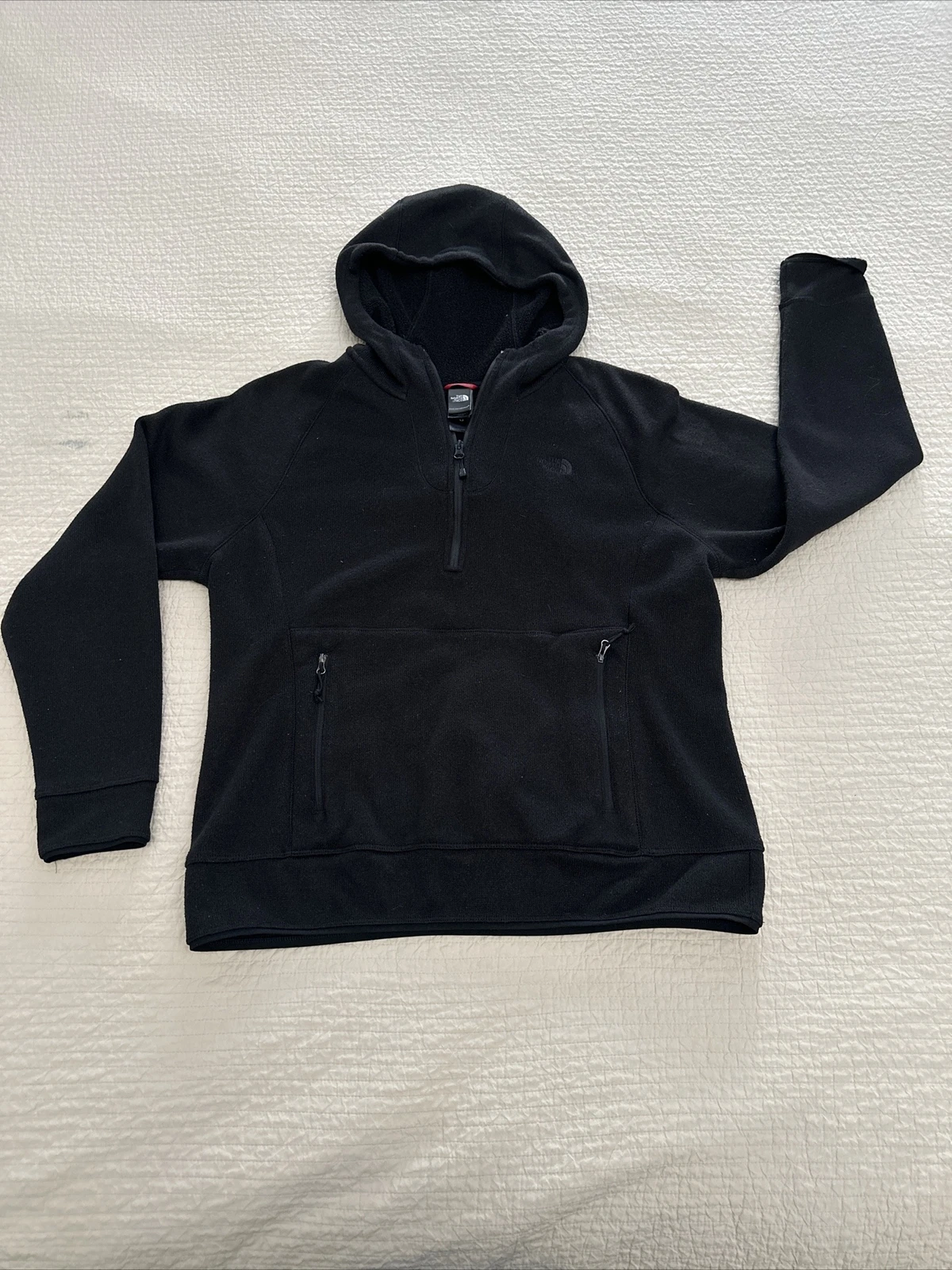 North Face Hoodie Womens L - XL Black Fleece Half Zip Pullover Outdoor Hoodie