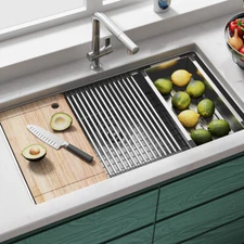 30" / 33" Kitchen Sink Undermount Mount Single Bowl Stainless Steel Commercial