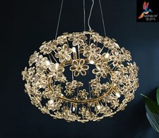 Contemporary Style Starburst Sputnik Chandelier Flower Shaped Gold Crystal Light