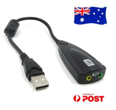 USB Soundcard Virtual 7.1 Surround Mic Audio External Adapter Cable Black White