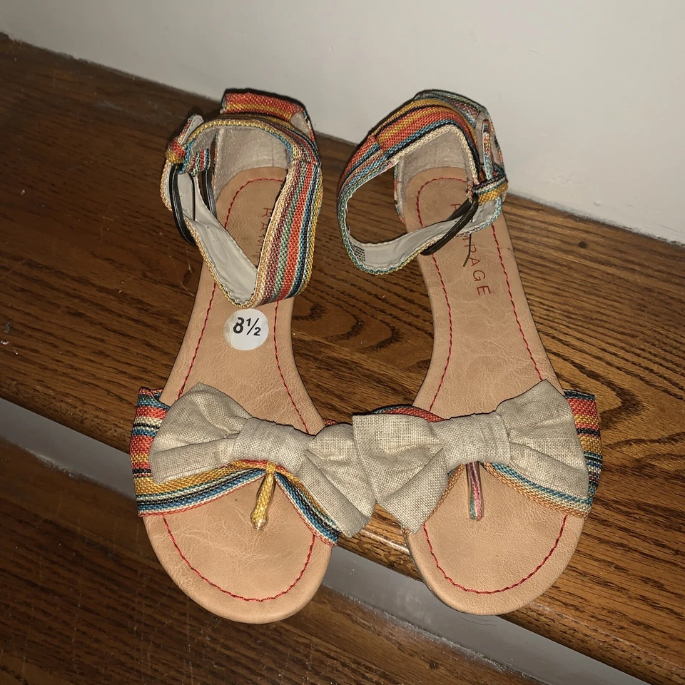 Sandalias RAMPAGE con tirantes Huipil Azteca Arco Iris Rayas y Lazo QUERIDO 8.5 ❤️tb72 Foto 2 de 4