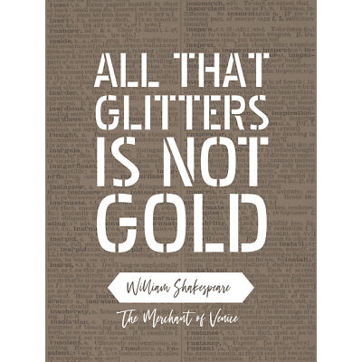 Wörterbuch Seite Zitat Shakespeare Glitzer ist kein Gold großer Kunstdruck 18 x 24 Zoll