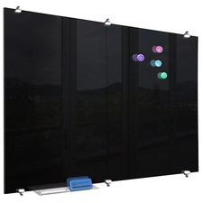 Black Glass Dry Erase Board Ultra-Large - 48" x 60" Splicing Magnetic Tempere...