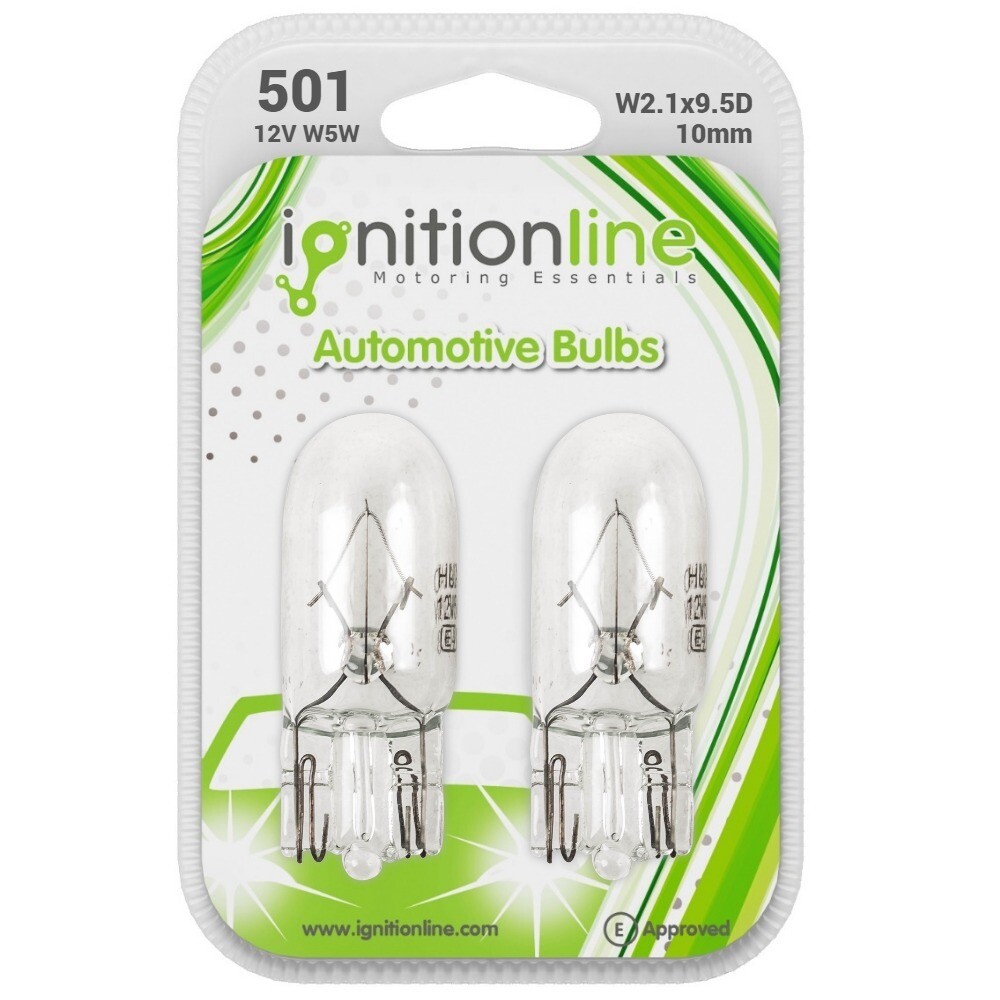 IgnitionLine 501 12V W5W Wedge Bulbs Standard Replacement Road Legal Pack of 2