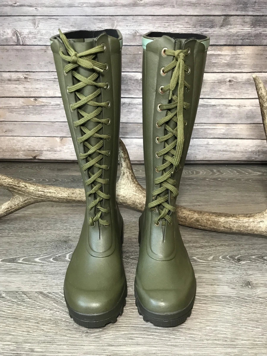TRETORN Ballena OD Green Lace Tall rubber rain Boots Juniors Girls