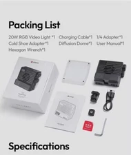 Ulanzi LE20 20W RGB Full Color Pocket LED Video Light CRI95 + 2500K-9000K -