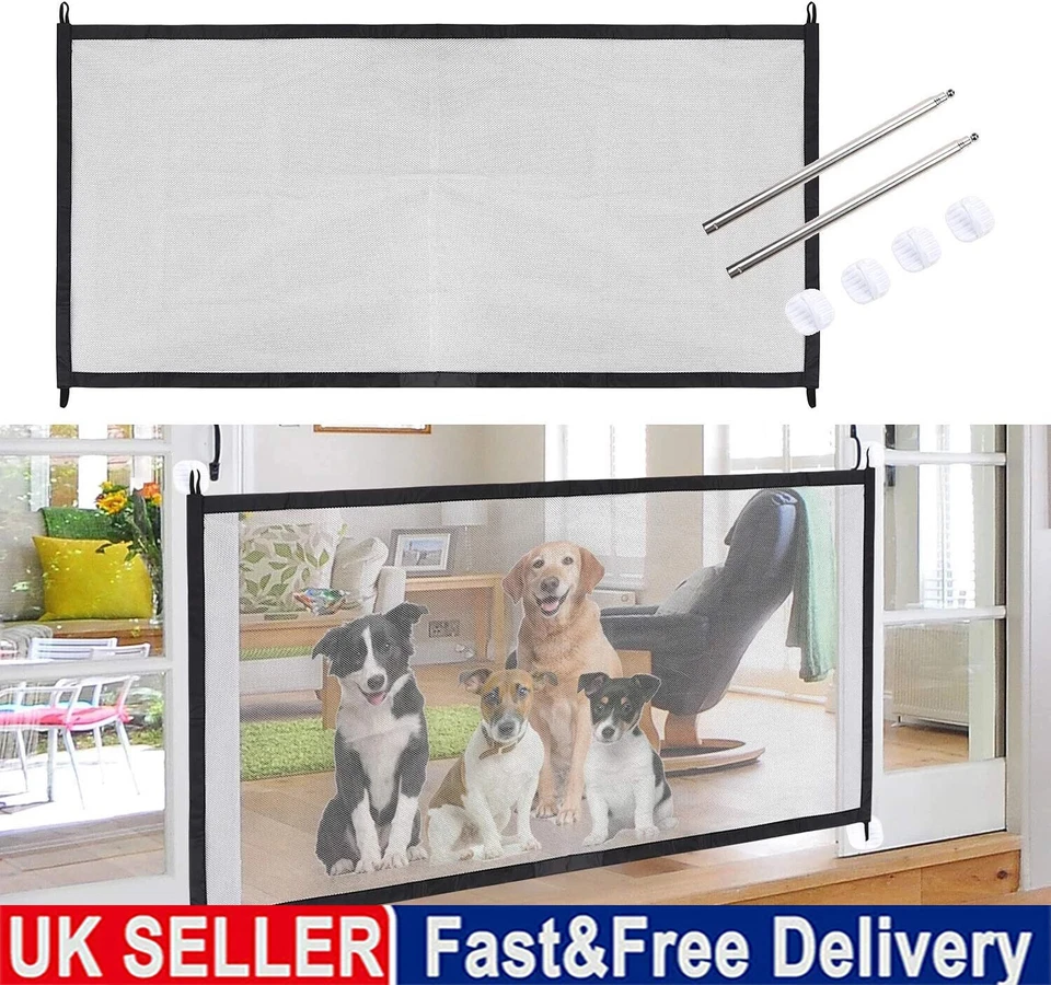 Retractable Dog Gate Baby Safety Barrier Foldable Stair Pet Child Gate UK - Image 3 of 4