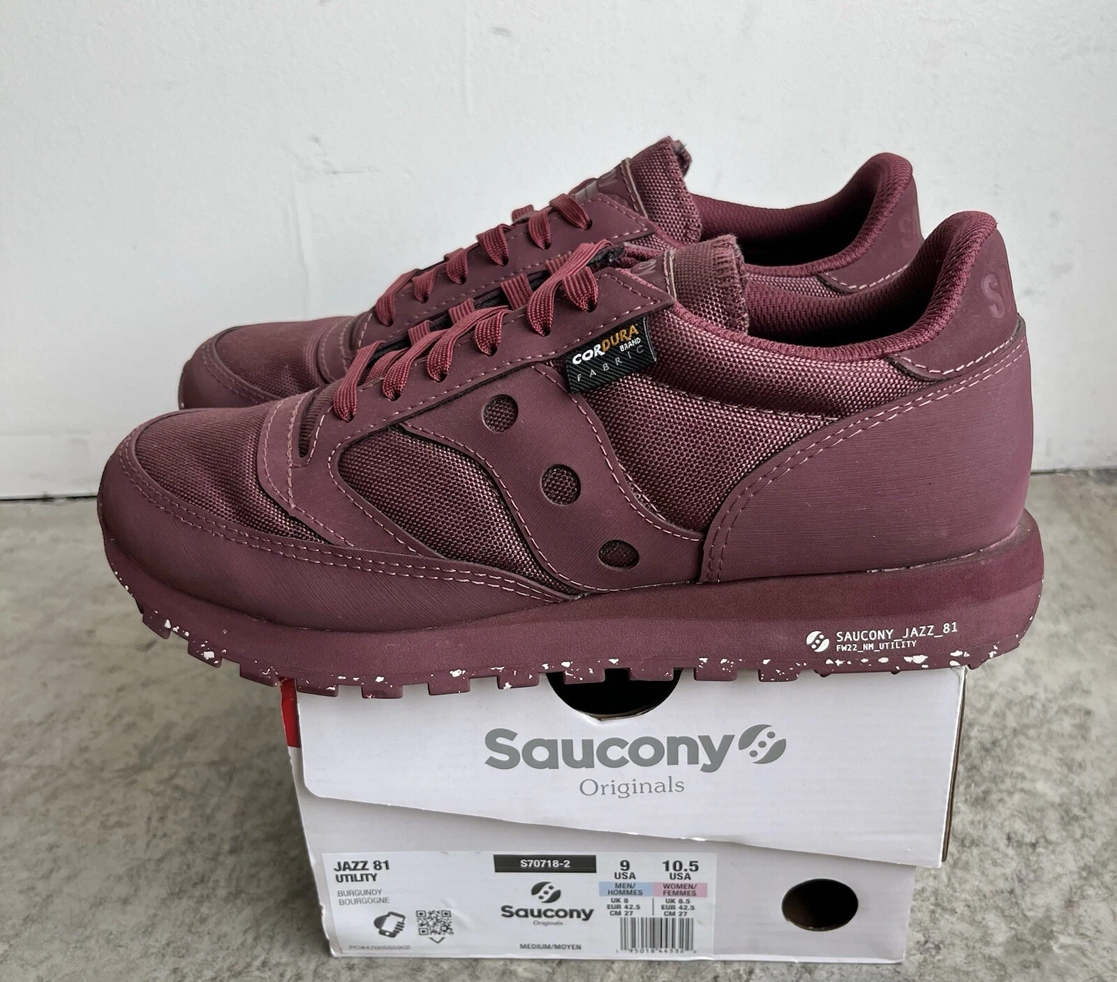 Saucony Originals Jazz 81 utilitaire bordeaux taille basse 9 Cordura Supreme 