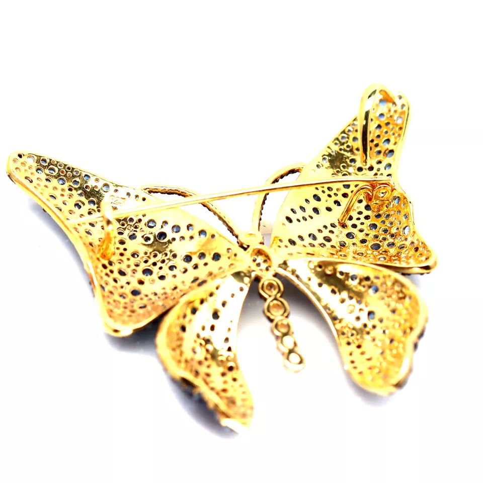 Broche/colgante mariposa triple tono zafiro azul plata de ley 925 Foto 3 de 4