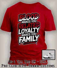 Blood Makes You Family  Sneaker Tee Shirt To Match Jordan 4 White Cement Shoes
