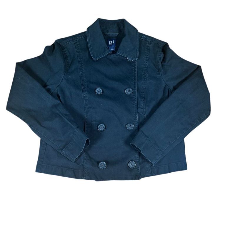 GAP Double Breasted Peacoat Classic Cropped Jacket Women's Casual Outerwearblack