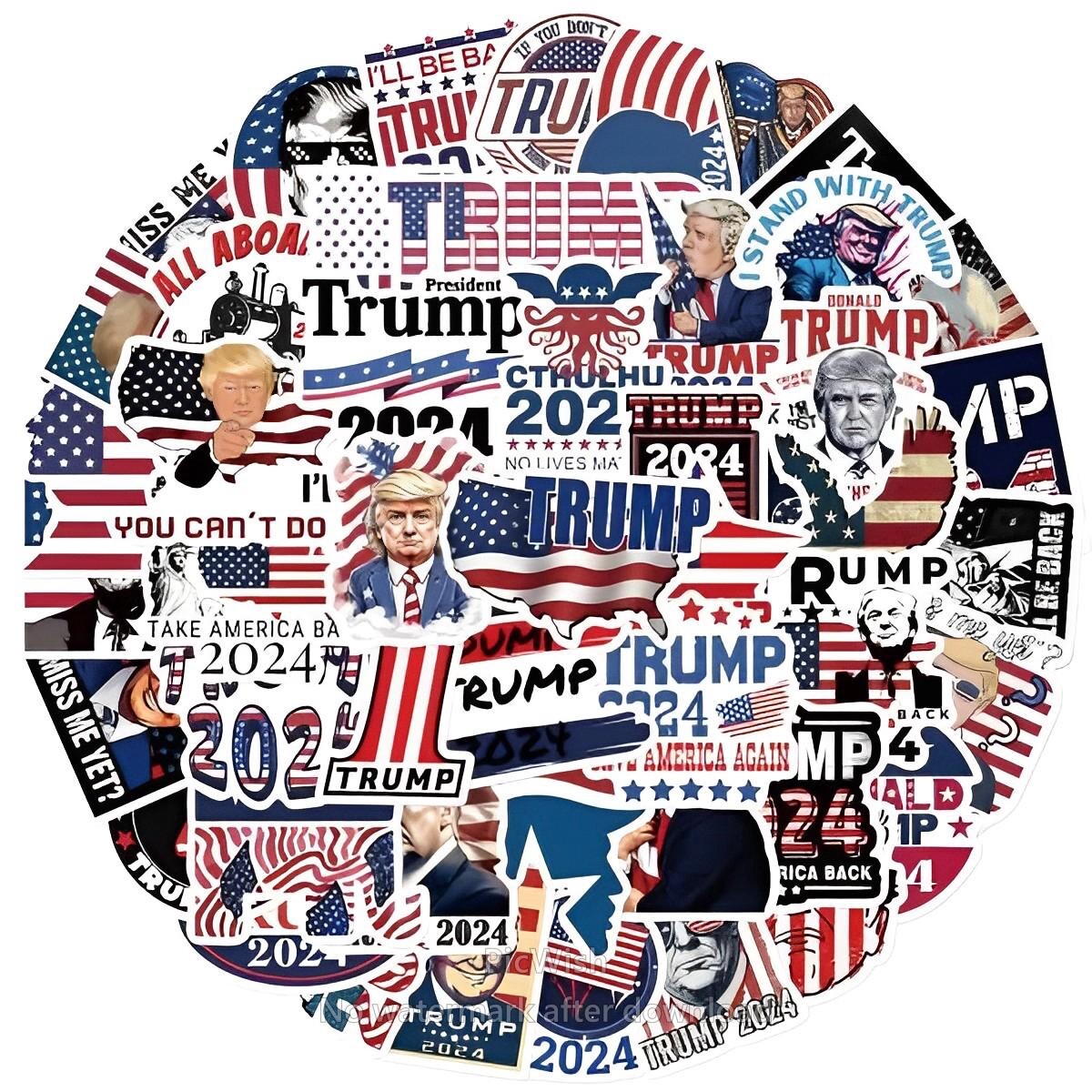 50 Trump Stickers Assorted Donald Trump United States of America President