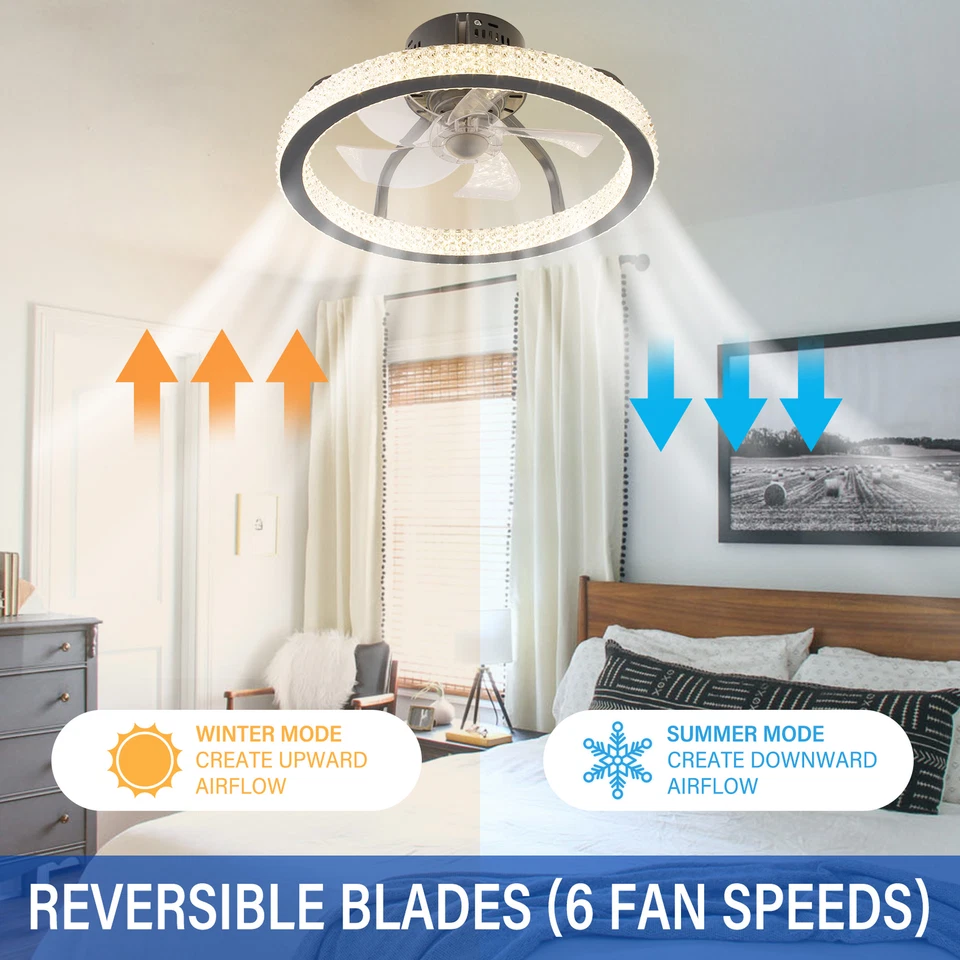 TCFUNDY Colorful LED Ceiling Fan Light with Music Player APP & Remote Control - Image 3 of 4
