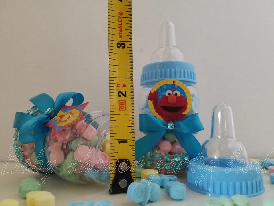 Chá de bebê 12 mamadeiras Elmo Sesame Street Favor prêmios jogos menino decoração azul - Imagem 4 de 4