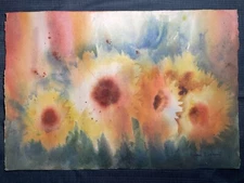 Original Impressionist Floral Water Color Painting by Norma Lizzeri
