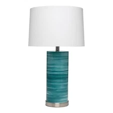 Eden Home Coastal Glass Table Lamp in Turquoise/White Swirl Finish