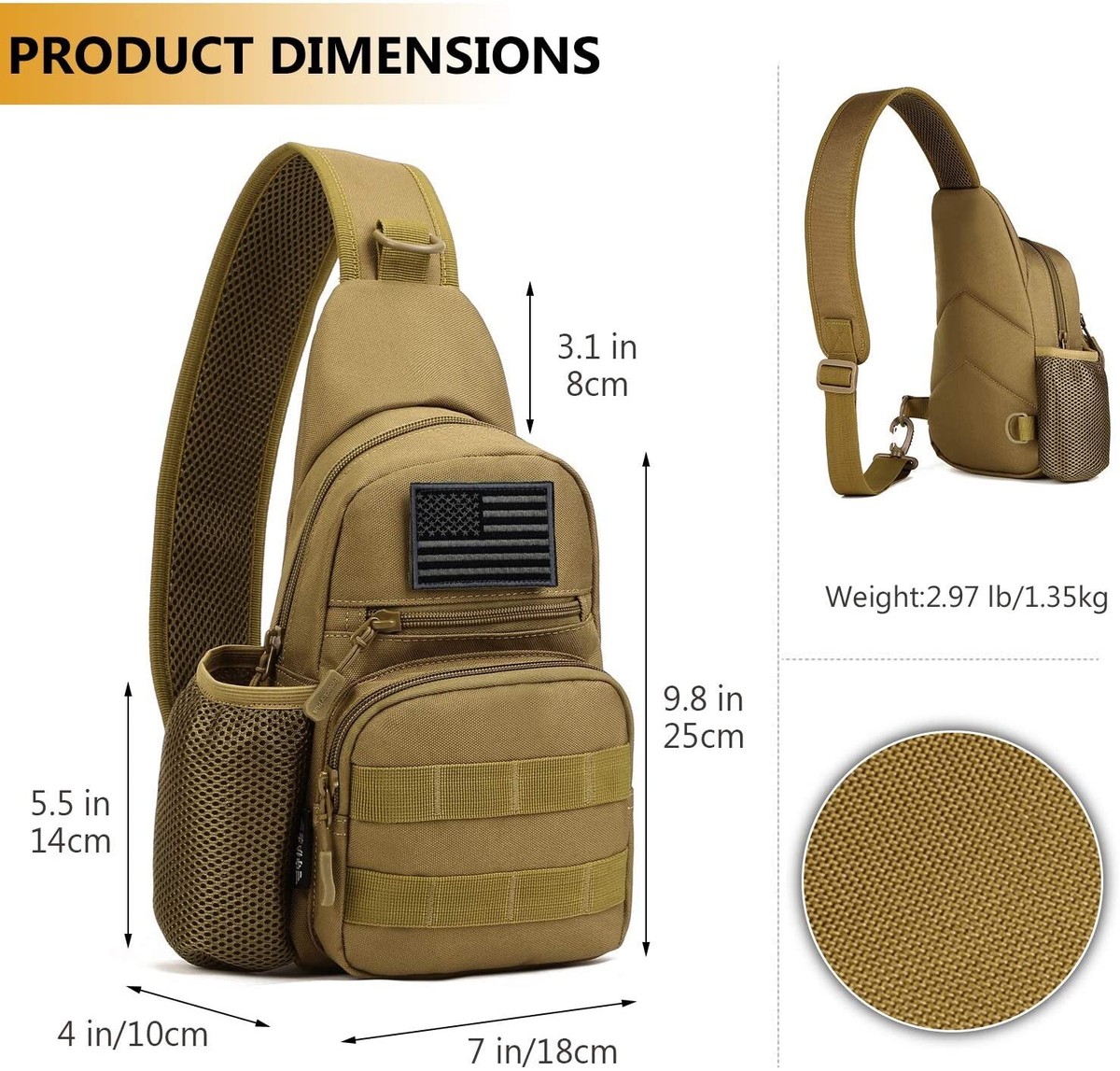Tactical Sling Bag Military MOLLE Crossbody Pack Chest  display picture 1