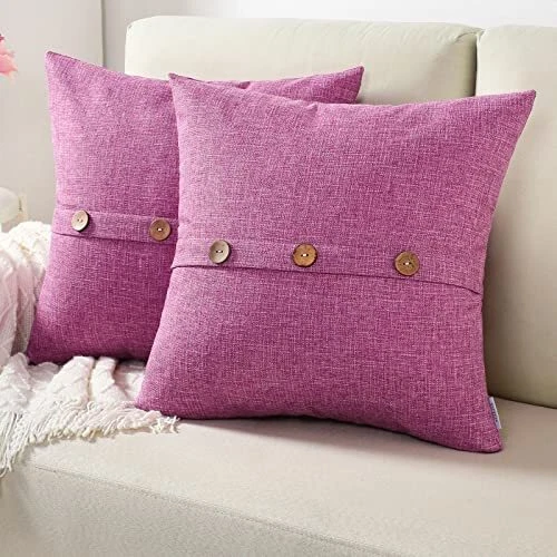 FUTEI Light Purple Linen Decorative Throw Pillow Covers 18x18 Inch