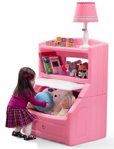 Girls Pink Plastic Toy Storage Chest Bookcase Shelf Lift & Hide Step 2 733538857692 | eBay
