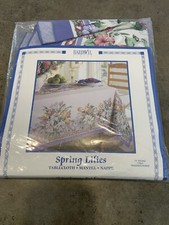 Vintage Bardwil Linens Spring Lilies Tablecloth 70 Round New Open Bag