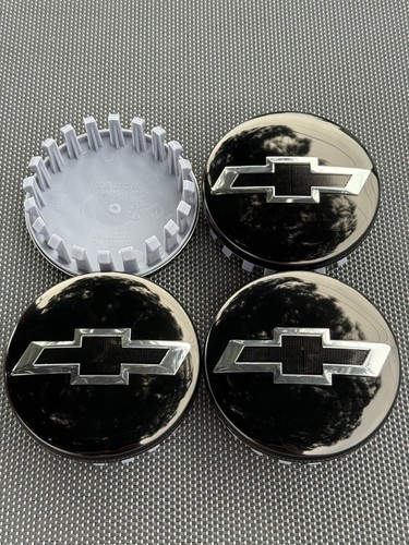 CHEVY BLACK 4X 83mm Wheel Center Caps SILVERADO, SUBURBAN, TAHOE, AVALANCHE - Picture 3 of 10