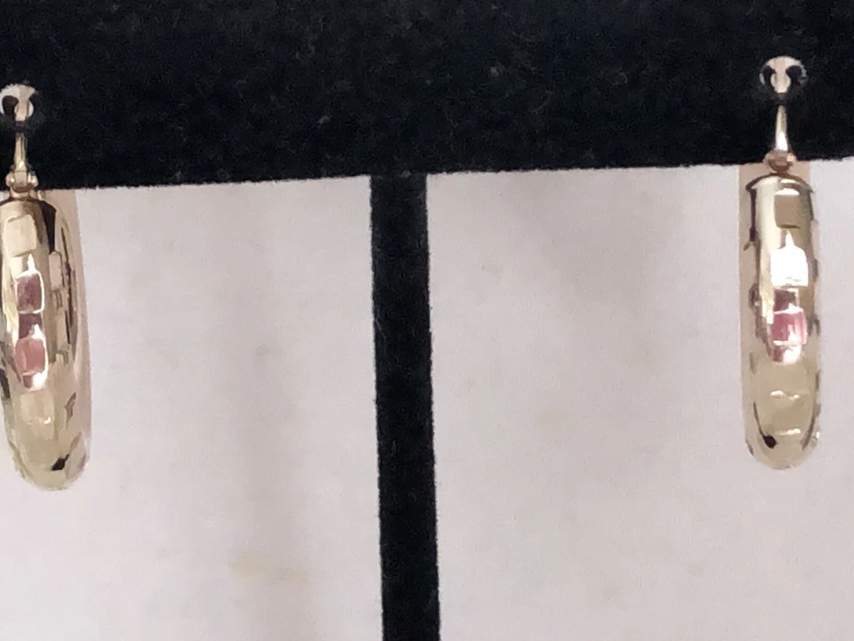 СЕРЬГИ-КОЛЬЦА БРОНЗО ИТАЛИЯ 1 ДЮЙМ КРУГЛАЯ БРИЛЛИАНТОВАЯ ОГРАНКА (M4731-52) - Изображение 3 из 4